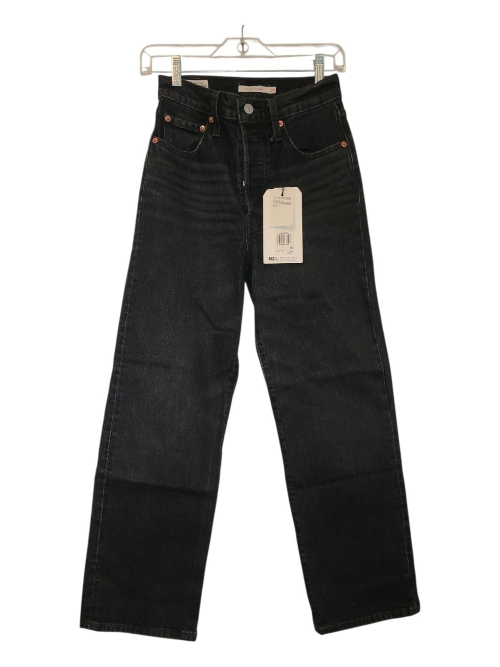 Levi's Ribcage Straight Ankle Black Denim Jeans Nwt 24